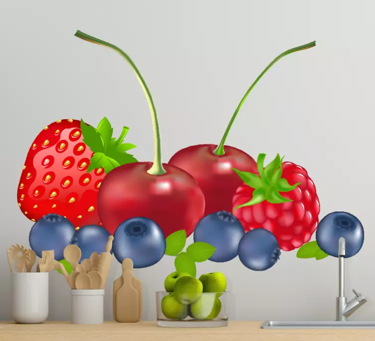 Fruits bunch kitchen wall sticker - TenStickers