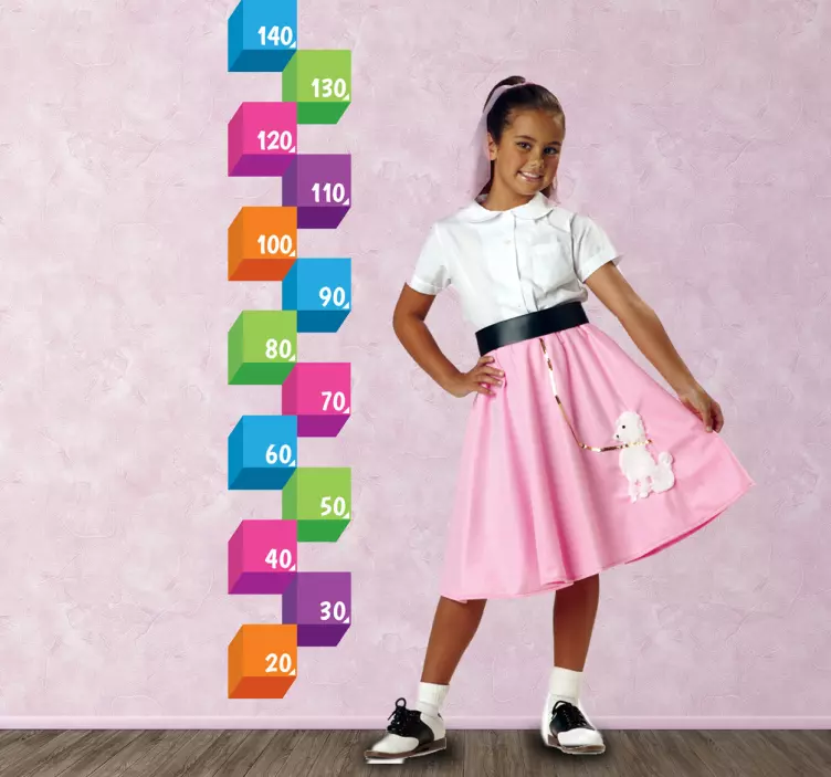 3D Cubes Height Chart wall sticker - TenStickers