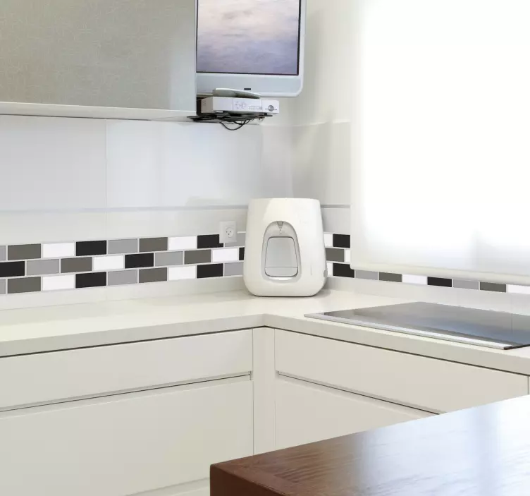Grey tile tones kitchen wall border decal - TenStickers