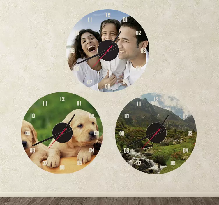 Personalised photo stick on wall clock - TenStickers