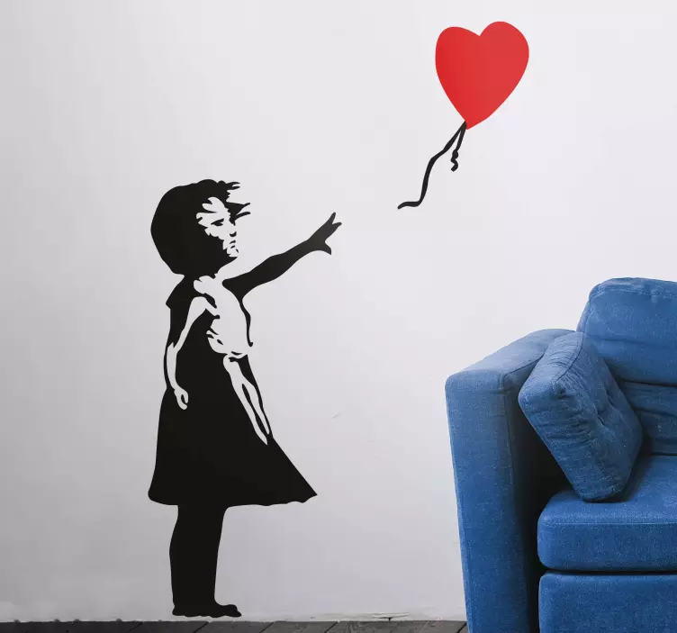 Girl with Red Balloon Silhouette Wall Sticker for Bedroom - TenStickers