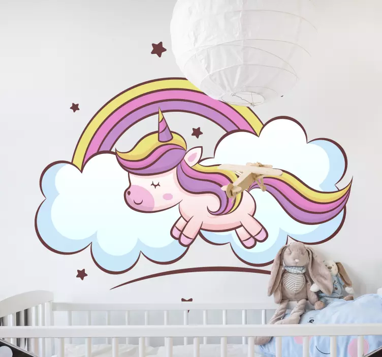 Wall sticker for kids playful unicorn scene - TenStickers