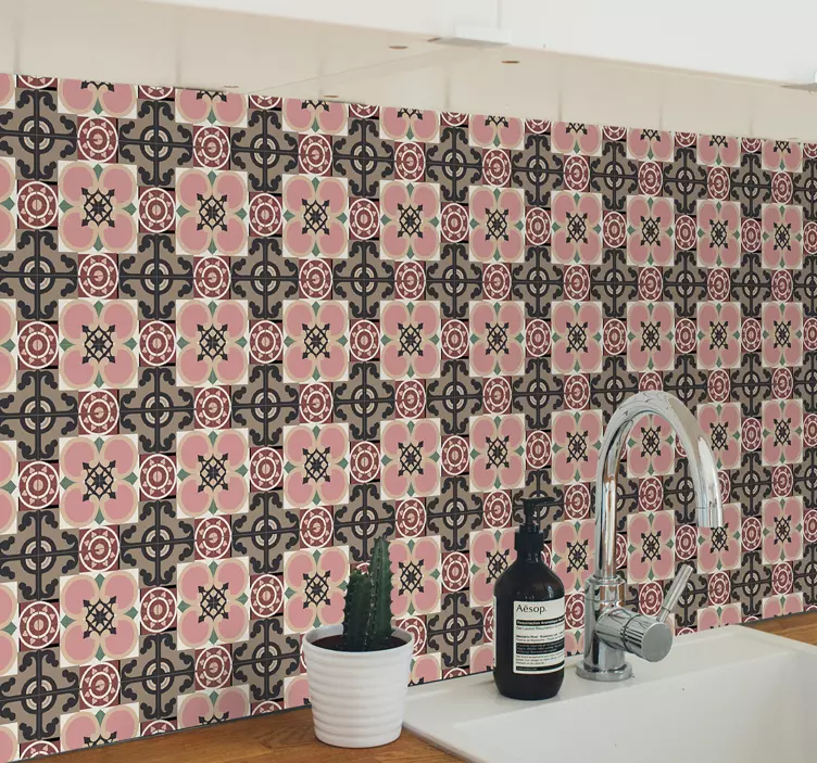 Victorian geometric design tile sticker - TenStickers