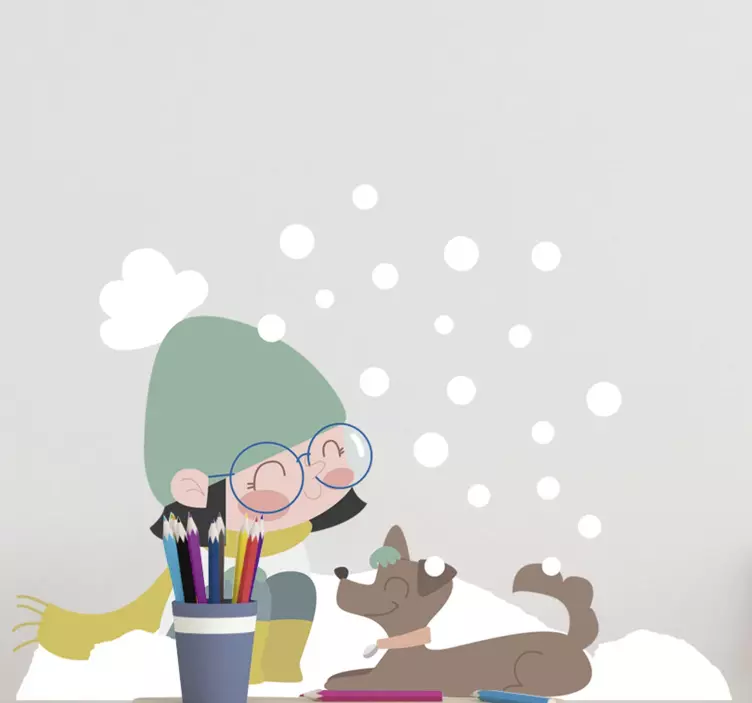 Child Petting Dog petsticker - TenStickers