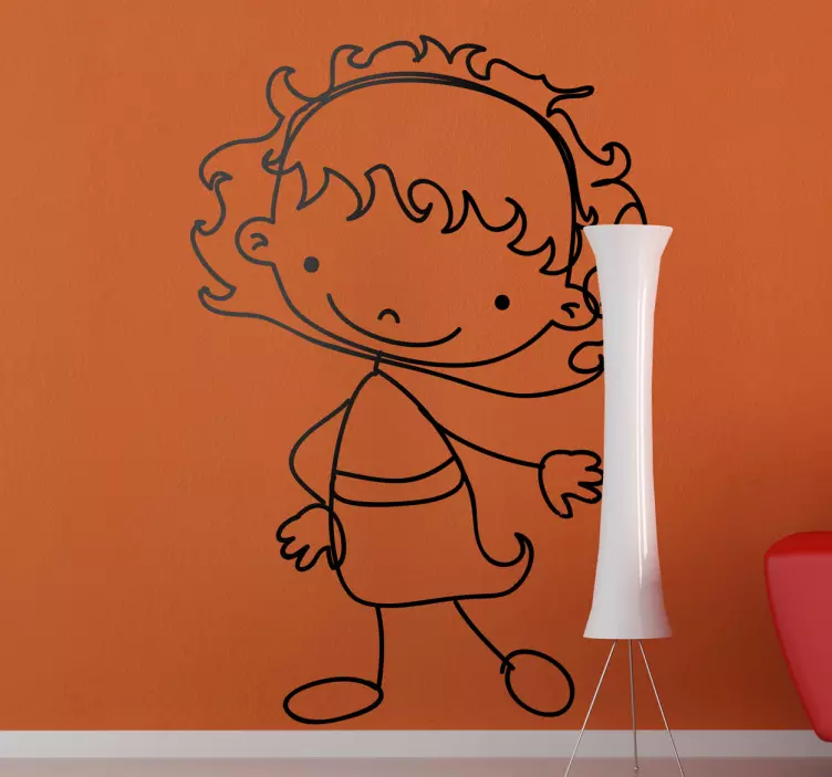 Little Girl Outline Kids Sticker - TenStickers
