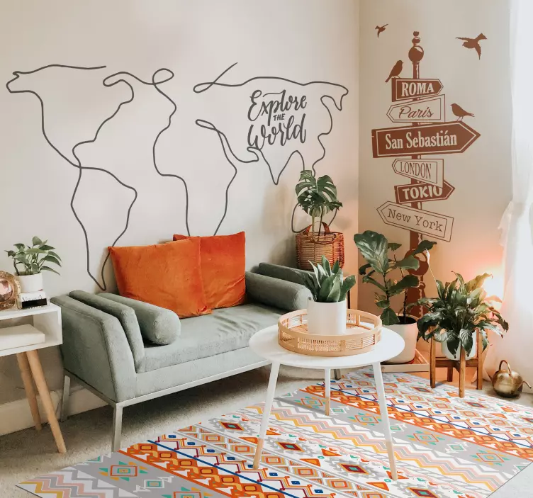 Explore the world map wall sticker - TenStickers