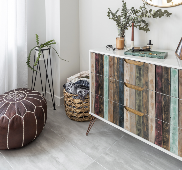 Colorful painted vertical planks vinyl wrap furniture - TenStickers