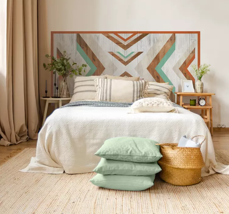 Wooden Boho Aztec headboard sticker - TenStickers