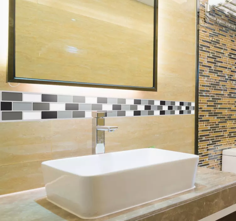 Grey tile tones kitchen wall border decal - TenStickers