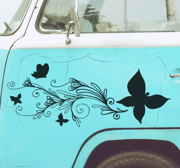 Flower and butterflies car decal - TenStickers