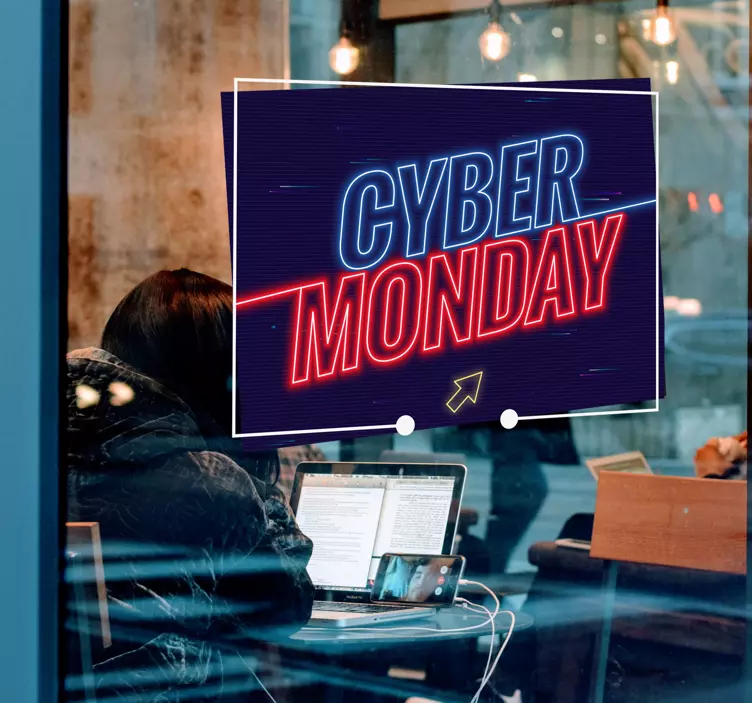 Neon design for window Cyber monday sticker - TenStickers