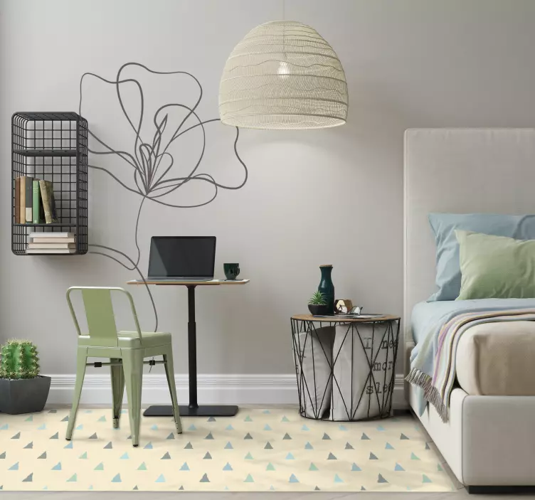 Minimalist drawn flower wall sticker for bedroom - TenStickers