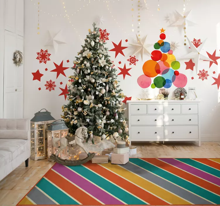 Colourful Christmas Tree Sticker - TenStickers