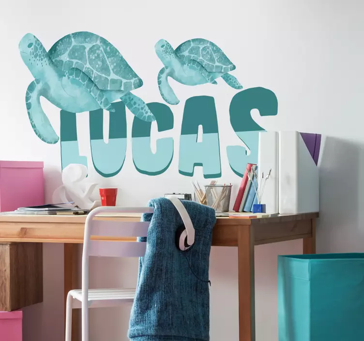 Custom Named Turtle animal wall decor - TenStickers