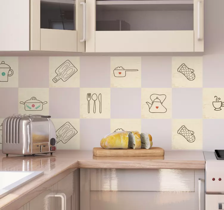 Kitchen items tile sticker - TenStickers