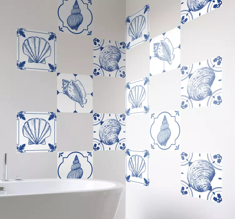 Seashells bathroom tile transfer - TenStickers