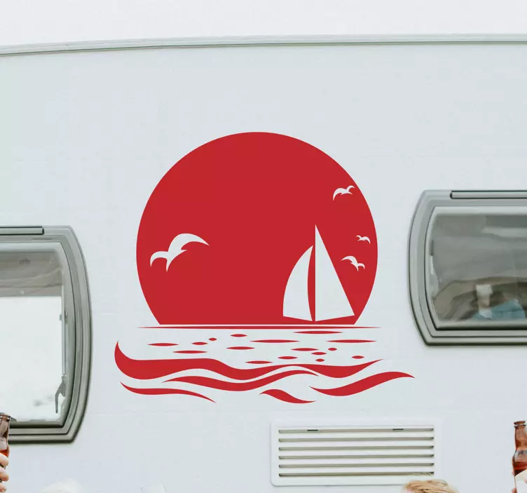 Sunset on beach campervan decal - TenStickers