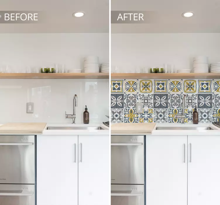 Decorative cement kitchen tile sticker - TenStickers