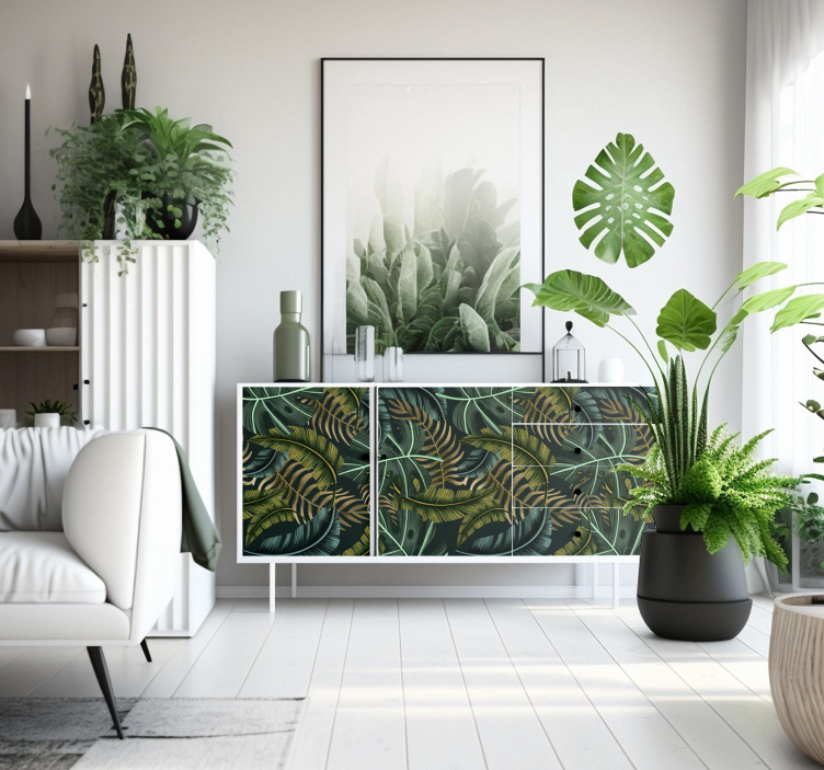 Tropical leaf furniture sticker - TenStickers