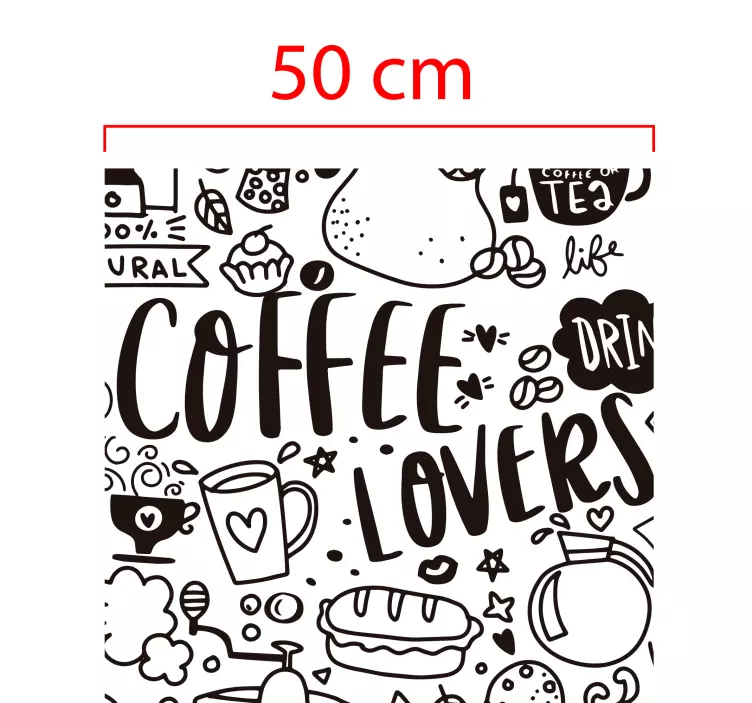 Translucent coffee drawings kitchen window sticker - TenStickers