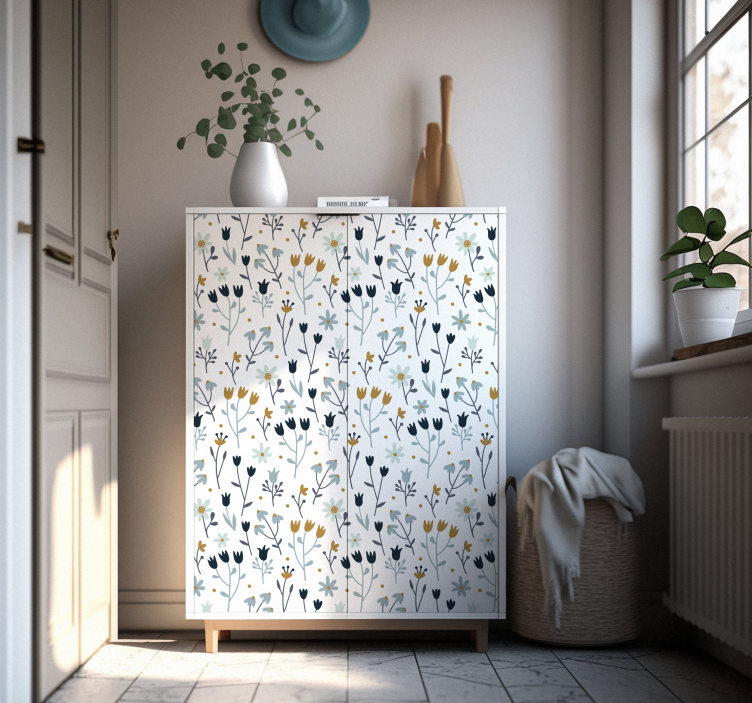 Minimalist flowers furniture decal - TenStickers