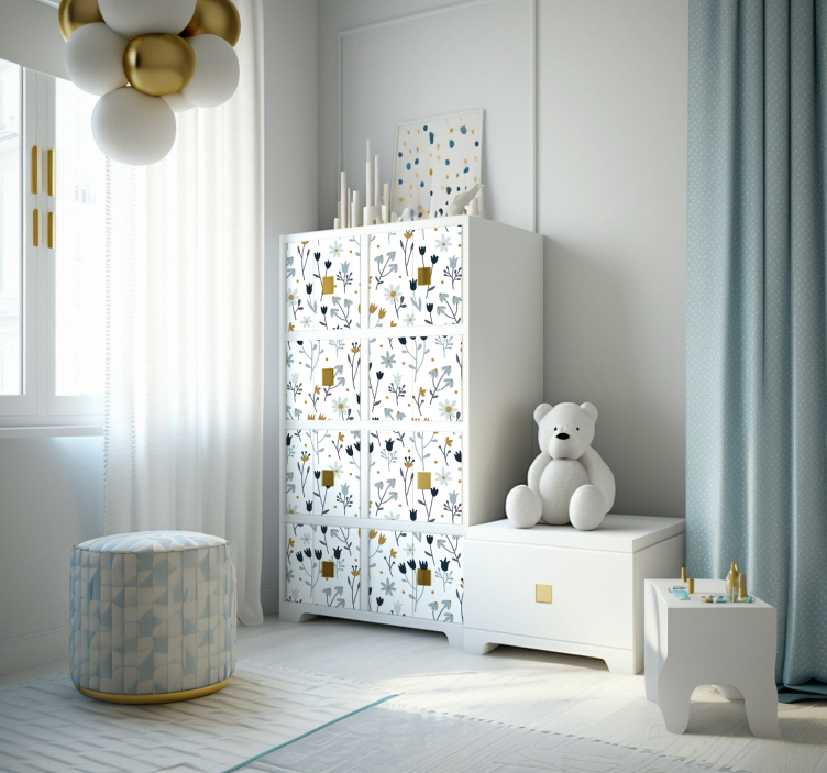 Minimalist flowers furniture decal - TenStickers