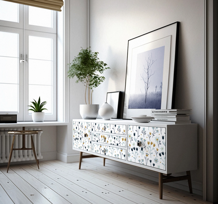 Minimalist flowers furniture decal - TenStickers