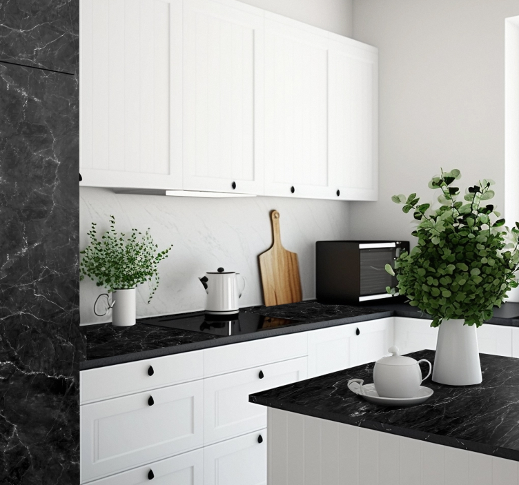 Black Marble Furniture Sticker - TenStickers