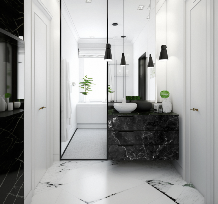 Black Marble Furniture Sticker - TenStickers