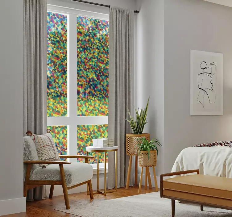 Geometric colourful translucent window sticker - TenStickers