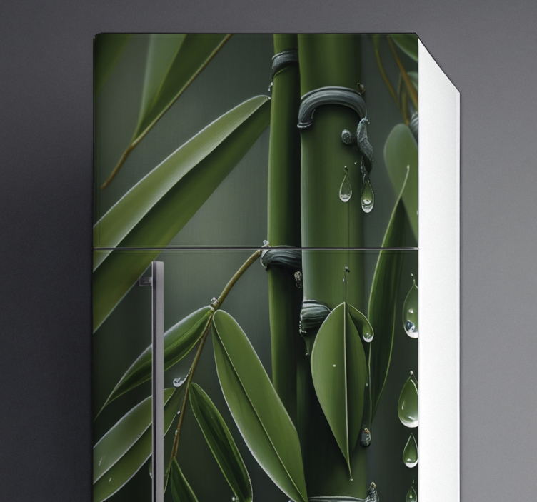Bamboo Vinyl with Drops Fridge Sticker - TenStickers
