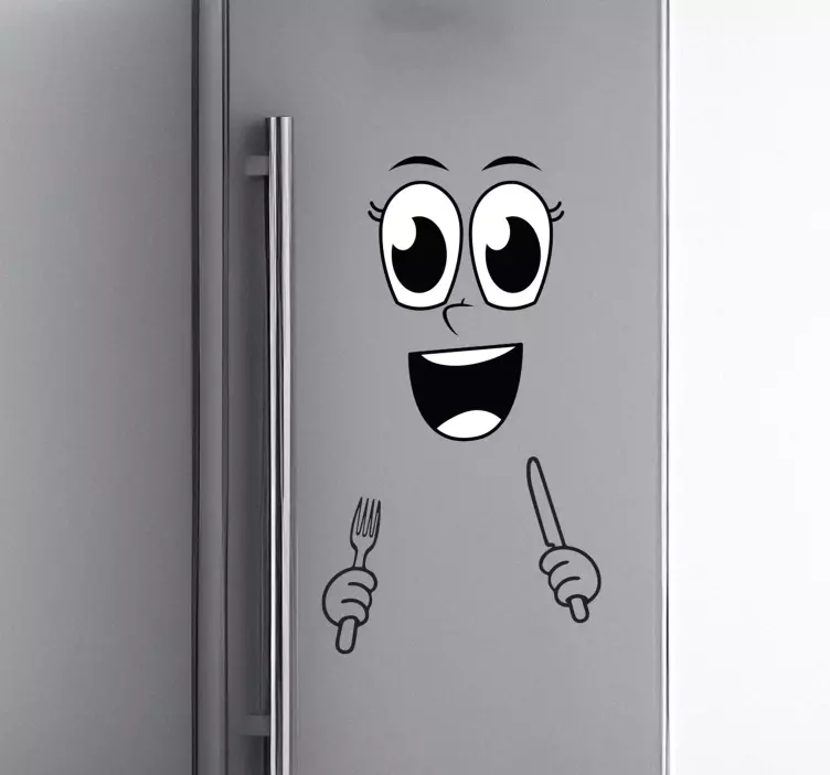 Vinyl Face with Utensils Fridge Sticker - TenStickers