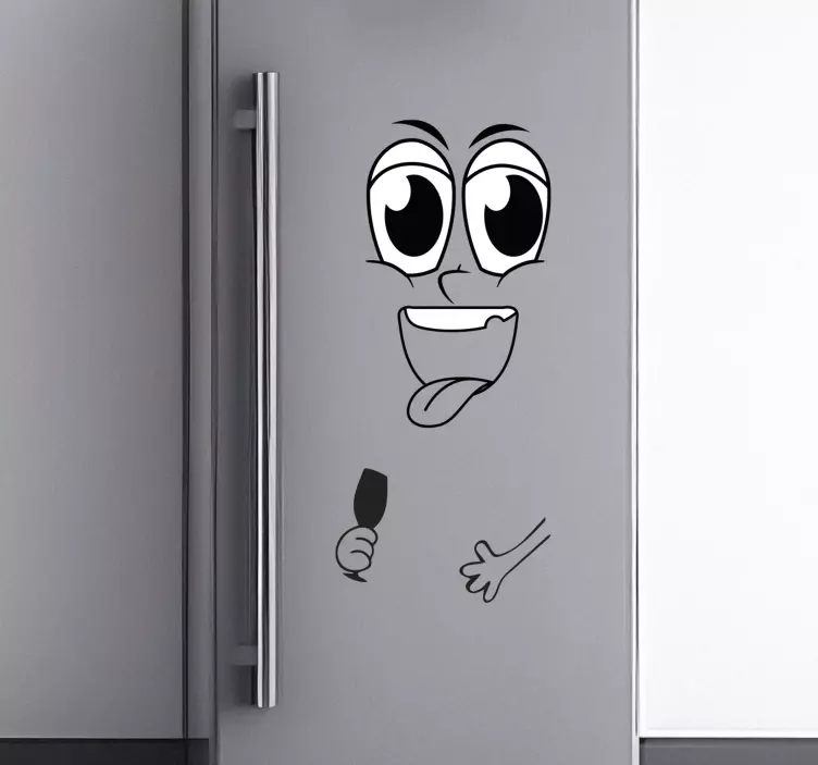 Face with wineglass sticker refrigerator - TenStickers