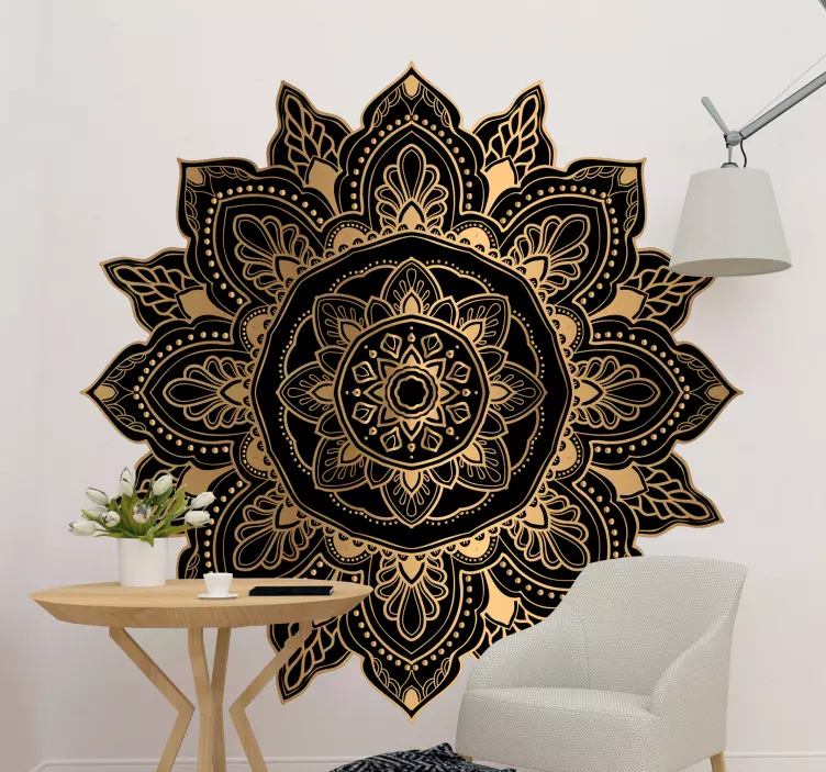 Mandala with elegant drops living room wall sticker - TenStickers