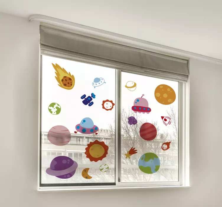Space illustrations window stickers - TenStickers