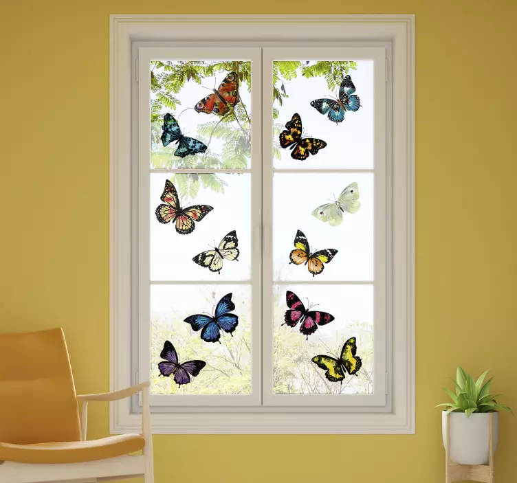 butterfly with bright colors flying sticker - TenStickers