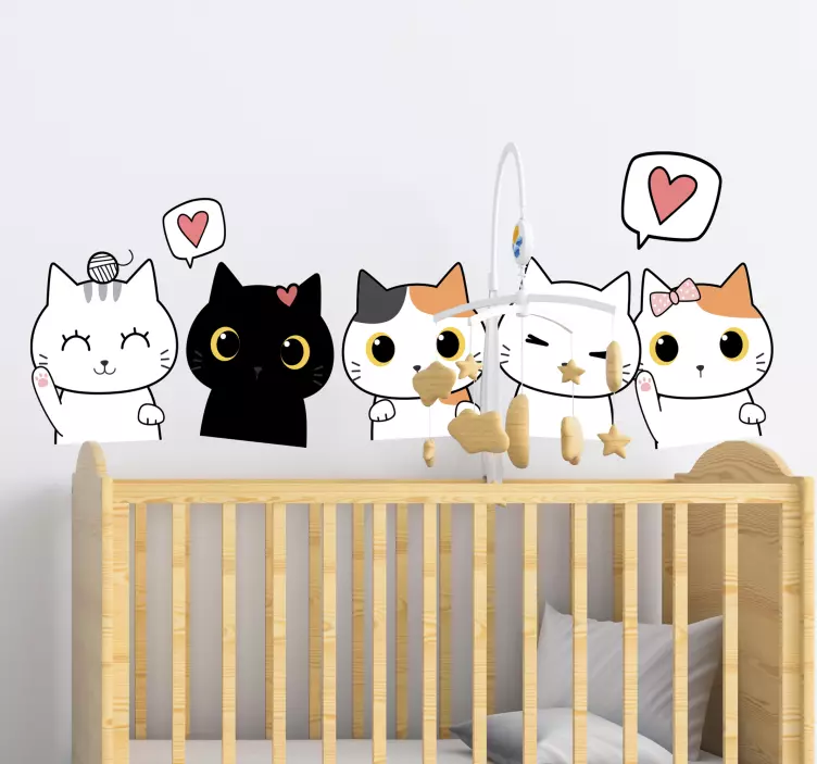 Wall sticker cute cat portraits - TenStickers