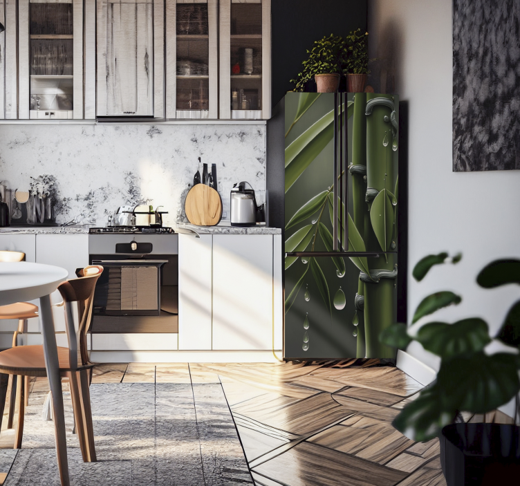 Bamboo Vinyl with Drops Fridge Sticker - TenStickers