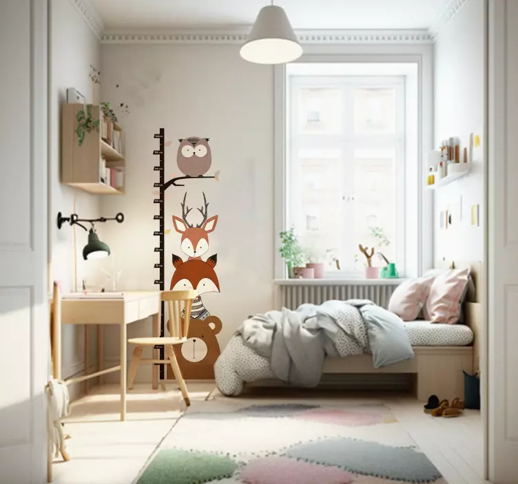 Woodland Height Chart Animal wall Sticker - TenStickers