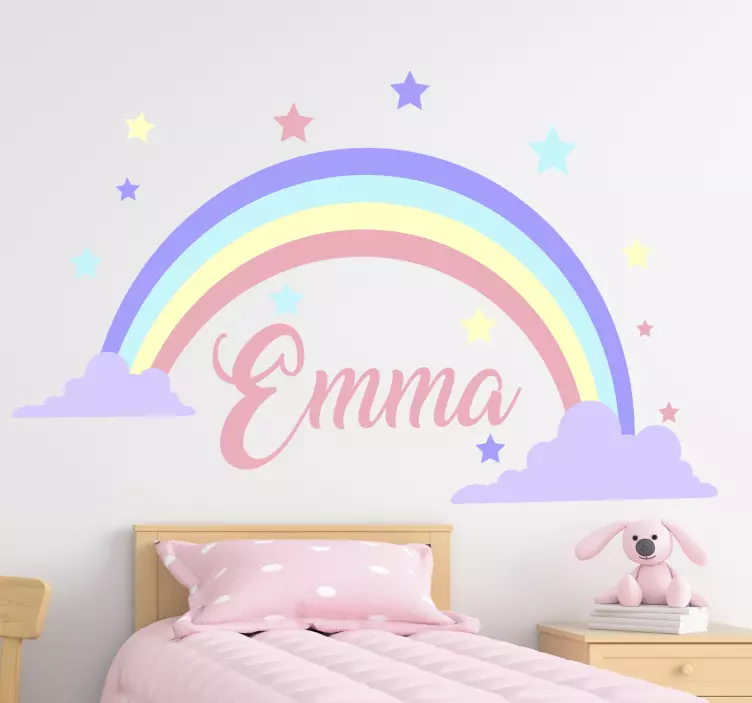 Customisable name rainbow wall sticker for kids - TenStickers