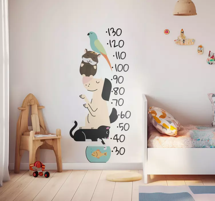 Pets height chart sticker children's room - TenStickers
