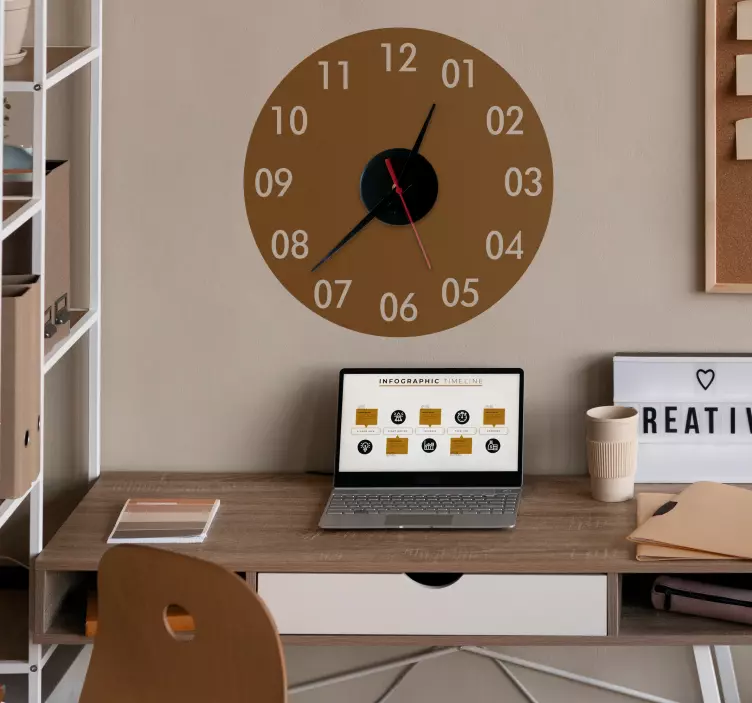 Round Stick On Wall Clock - TenStickers