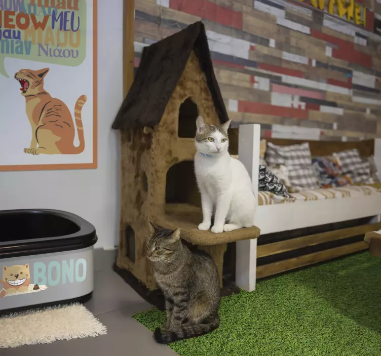 Litter box label name cat sticker - TenStickers