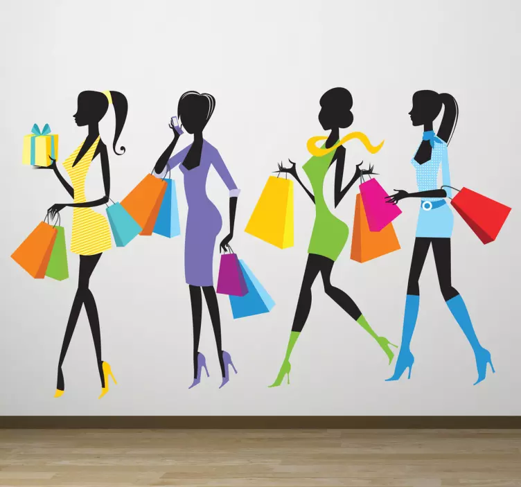 Girls Shopping Wall Sticker - TenStickers