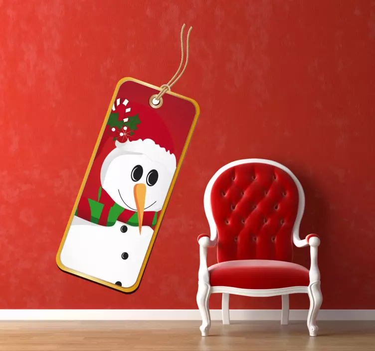 Snowman Label christmas shop window sticker - TenStickers