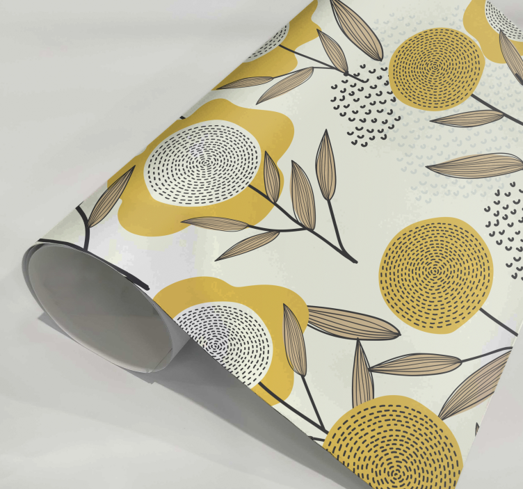 Yellow Abstract Floral Pattern Sticker - TenStickers
