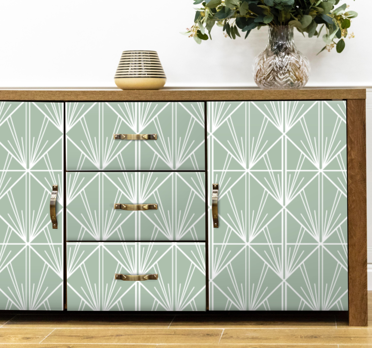 Modern art gren and white deco pattern furniture sticker - TenStickers