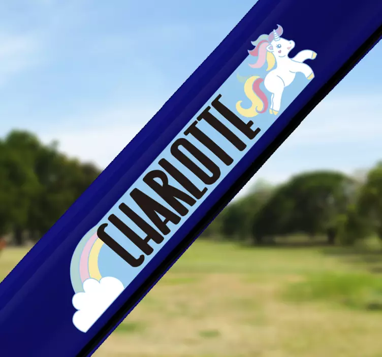 Customisable name unicorn bike sticker - TenStickers