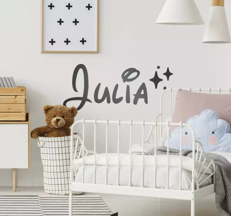 Custom name with stars design kids wall sticker - TenStickers