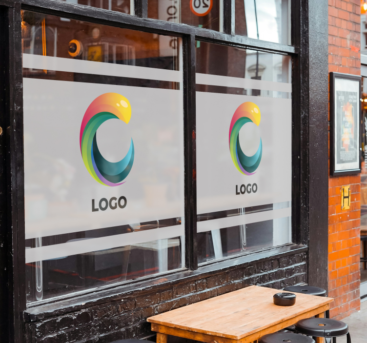 Custom shop window sticker with a translucent logo - TenStickers